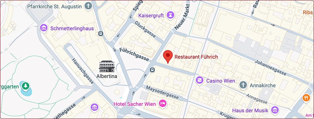 Karte mit dem Standort des Restaurant Führich nahe der Albertina